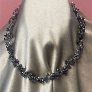Estate Iolite Gemstone Artisan Choker 925 Sterling 18”